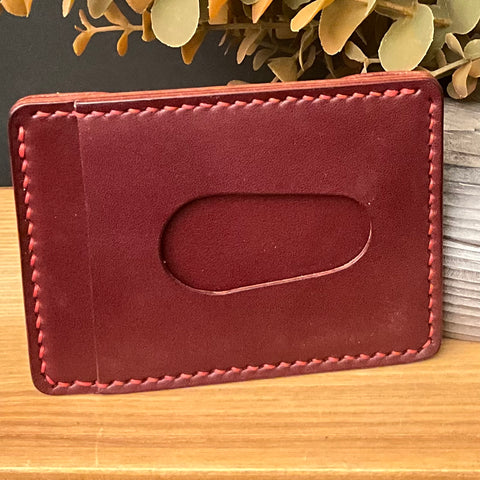 Minimalist Handcrafted Leather Card Wallet Burgundy