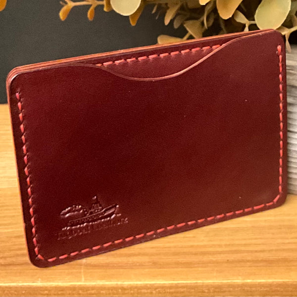 Minimalist Handcrafted Leather Card Wallet Burgundy