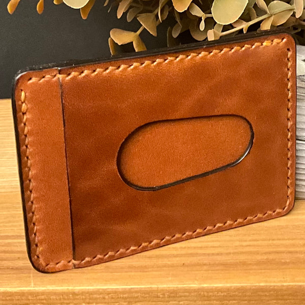 Minimalist Handcrafted Leather Card Wallet Saddle Brown