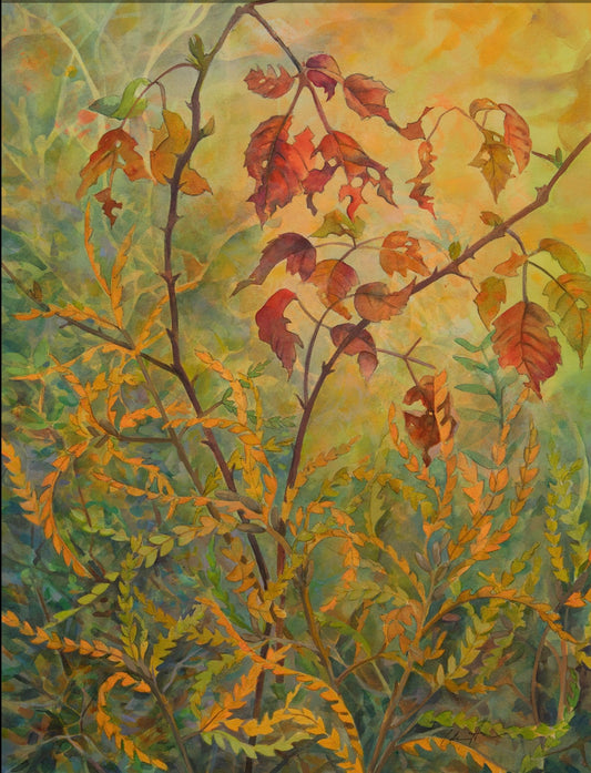 “Sweet Fern and Blackberries” Framed Painting