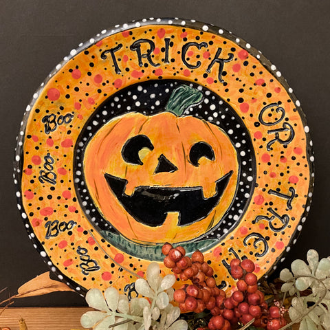 Mini Plate Jack O Lantern Trick or Treat