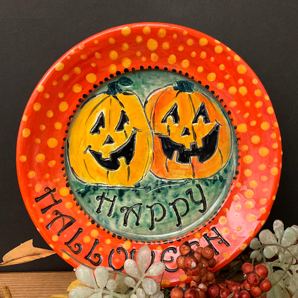 Mini Plate  Two Jack O Lanterns