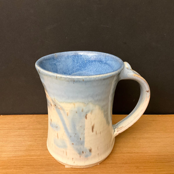 Mug Flared White with Blue Drip and Design