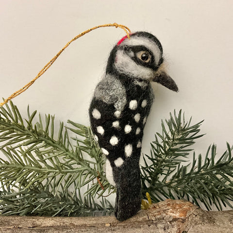 Downy Woodpecker  Needlefelted Ornament DO NOT WASH