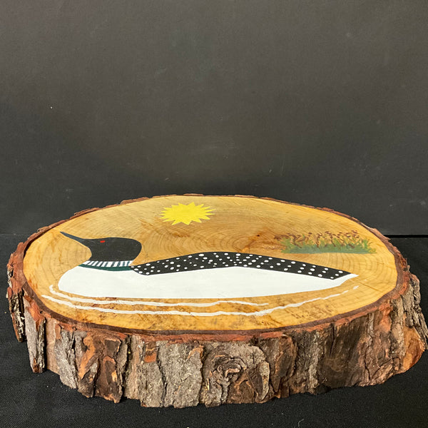 Loon on Live Edge Wood Slice Wreath 10" x 12"