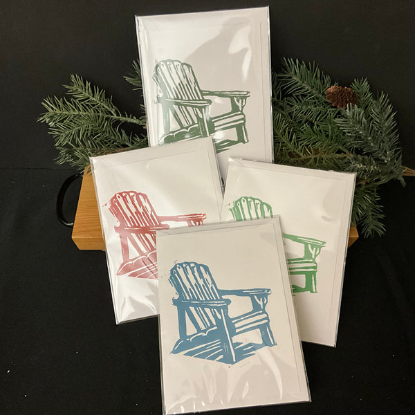 ADK Chair Linocut Greeting Card - assorted colors