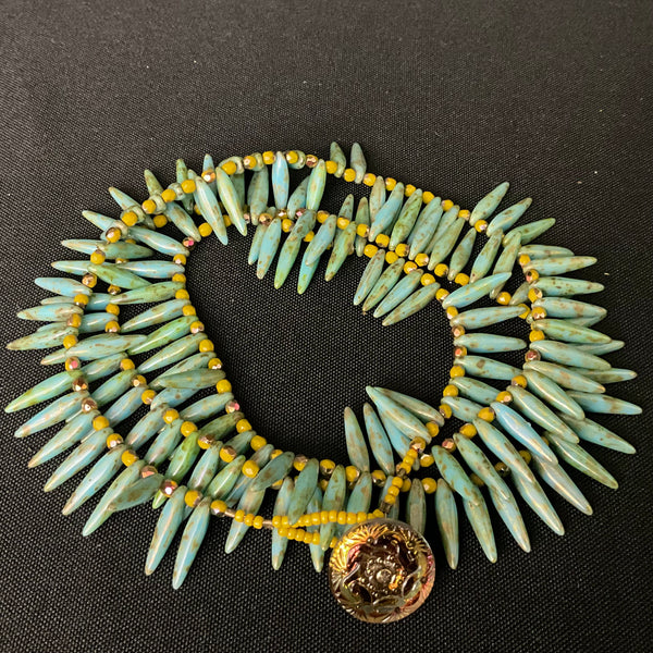 Wrap Bracelet with Turquoise blue Thorn Beads