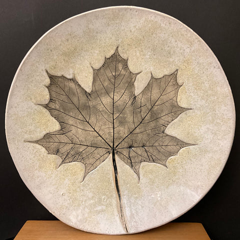 Extra Large White Bowl with Norway Maple Leaf