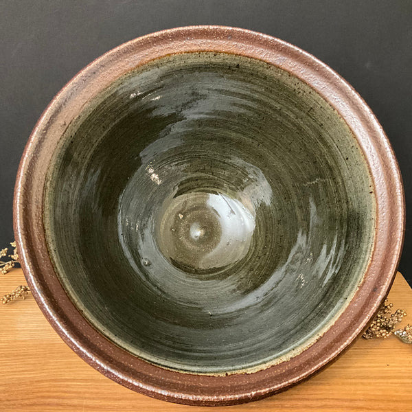 Brown & Olive Medium Salt Glazed Bowl