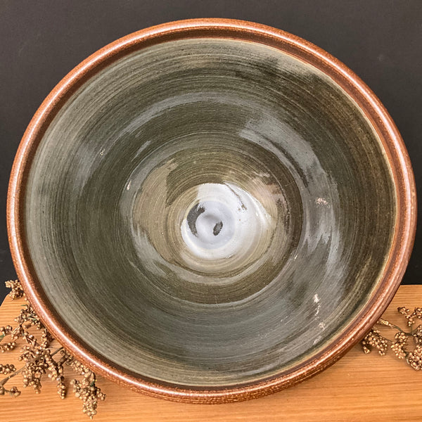 Brown & Olive Medium Salt Glazed Bowl