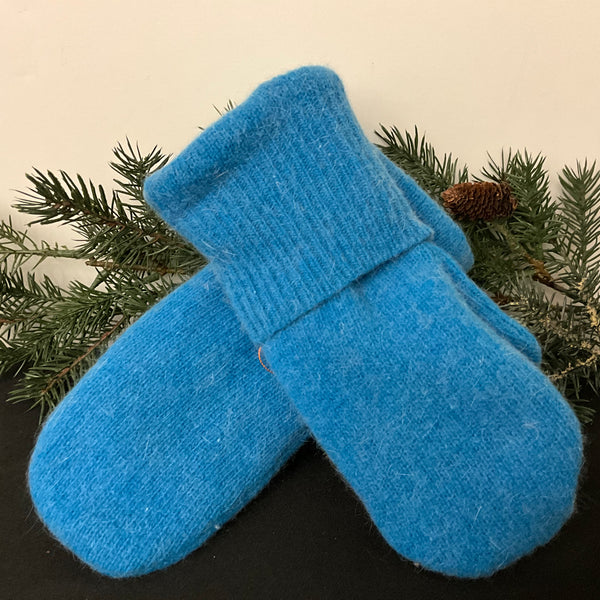 “Upcycled" Wool Mittens Dark Turquoise Cashmere