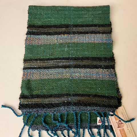 "Nora" Wool Scarf in Greens