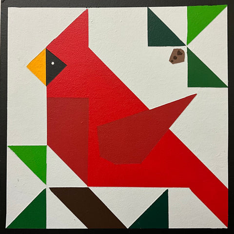 Barn Quilt Cardinal / Santa 1’ x 1’