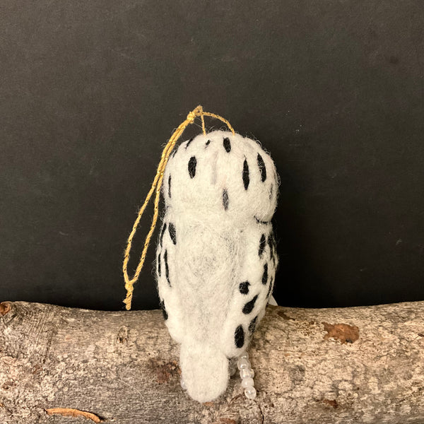 Snowy Owl Needlefelted Ornament  w/ feet DO NOT WASH