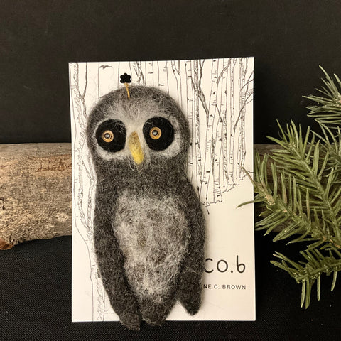 Barred Owl Needlefelted Ornament  DO NOT WASH