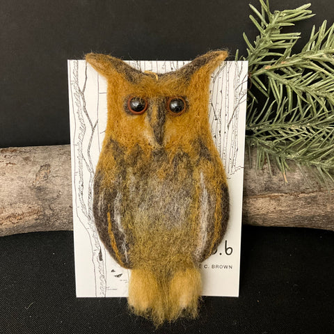 Great Horned Owl Felted Ornament