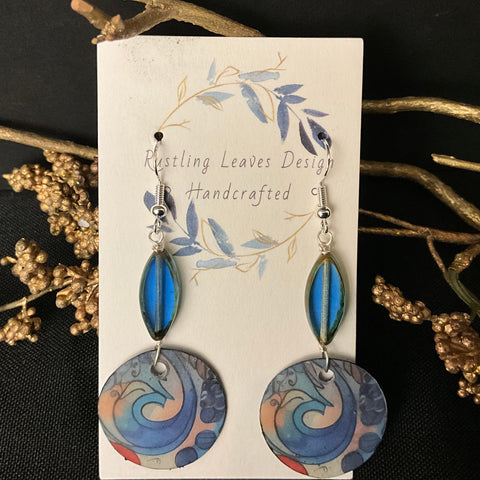 Cobalt Swirl Circle w/ Spindles Earrings