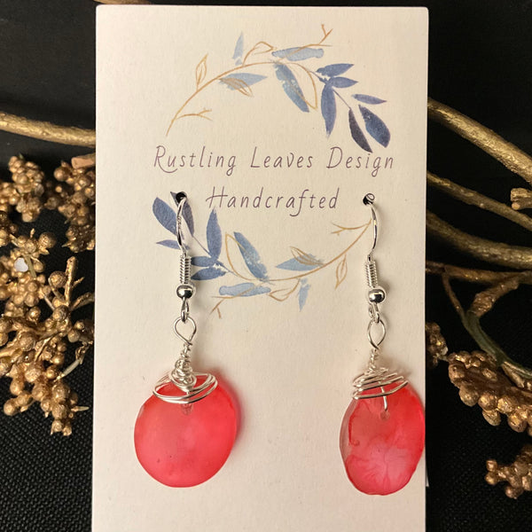 Bright Pink Faux Seaglass Earrings