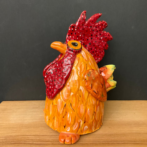 Ceramic Rooster in Yellow & Red