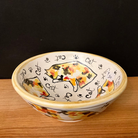 Small Bowl with Calico Cats