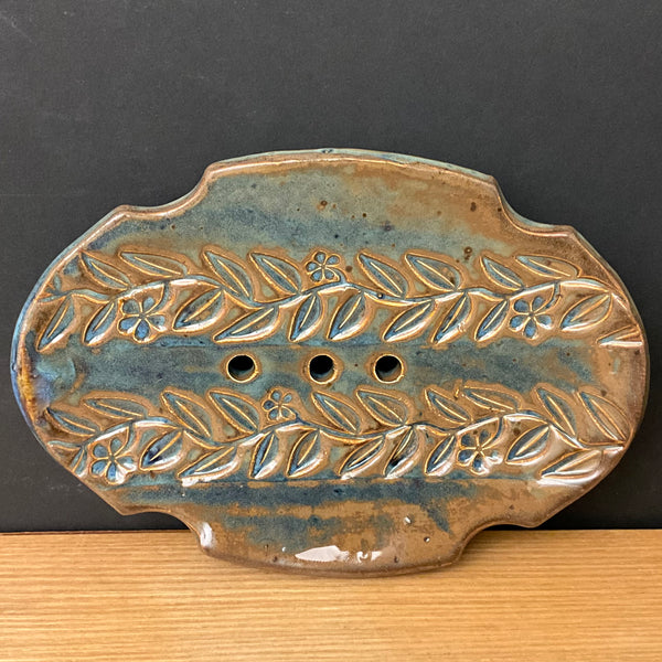 Blue / Brown Vine Soap Dish