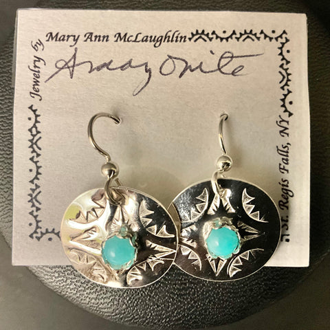 3/4” Silver Disc Earring with Amazonite