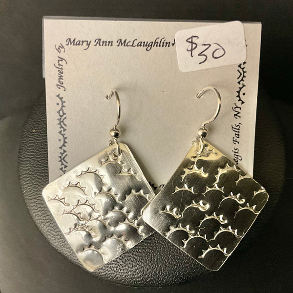 7/8” Stamped  Diamond Earrings