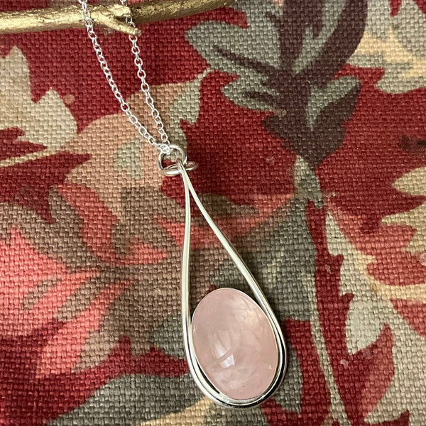 Teardrop Pendant Rose Quartz