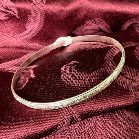 Silver Floral Bangle