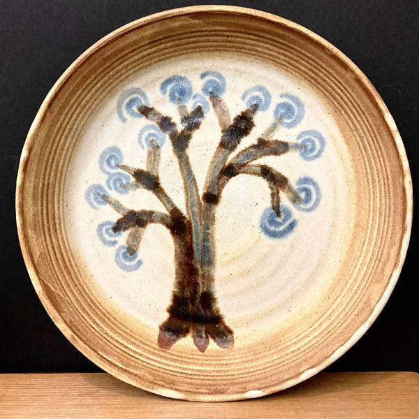 Tan Serving Dish with Tree Design