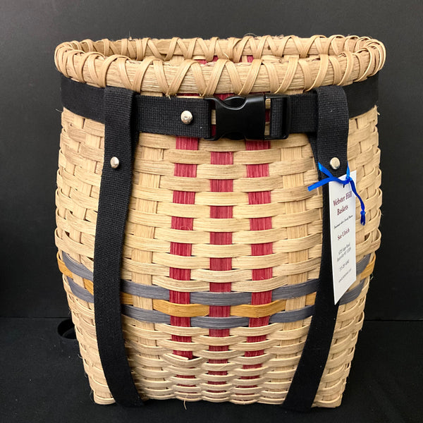 Adirondack Pack Basket with Cranberry Details