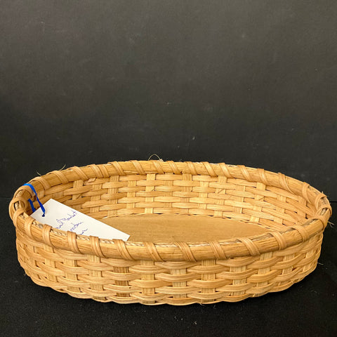 Narrow Oval Basket with Wood Base