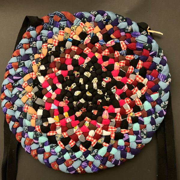 Chair Pad Braided in Blues, Pinks, Purples & Black