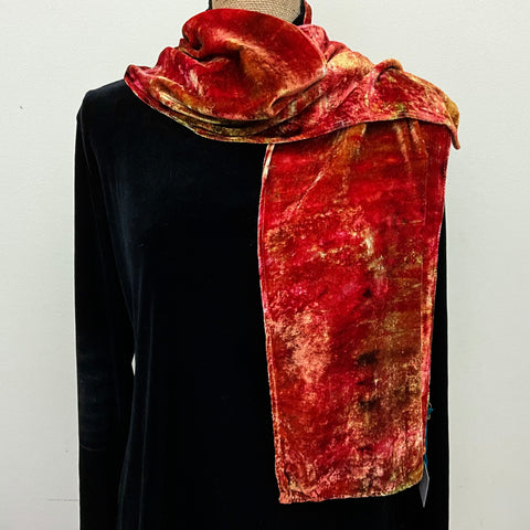 Ice Dyed Velvet Scarf Phoenix Flame, no fringe