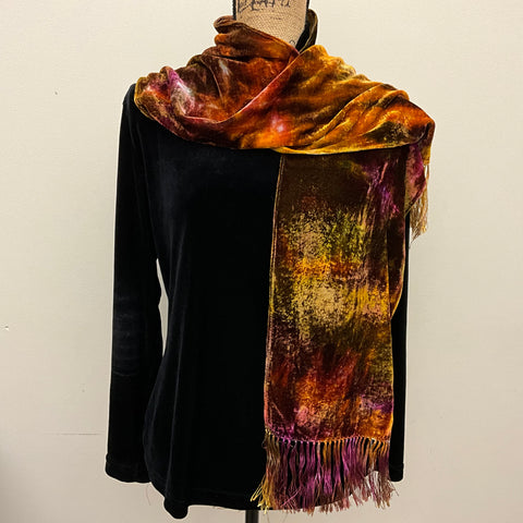 Ice Dyed Velvet Scarf Purple Sedge w Fringe