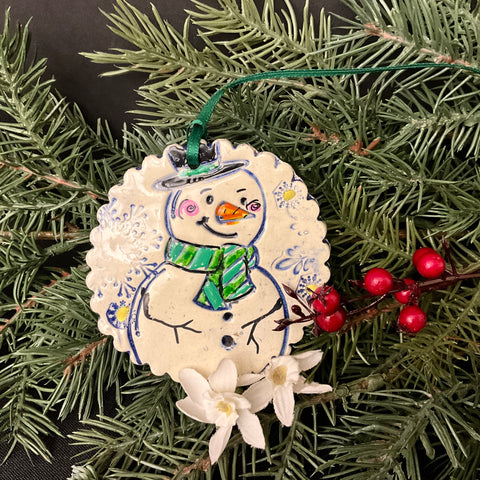 Large Ceramic Snowman Ornaments