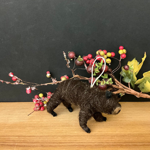 Little Wooly Brown Bear Felted Ornament