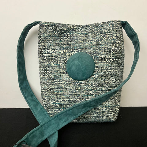 Small Crossbody Bag “Audrey Hepburn” in Teal and White