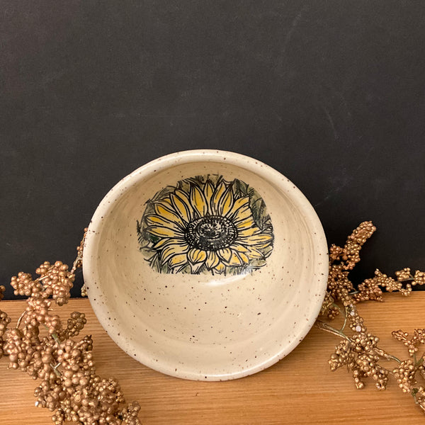 Tiny Bowl with Large Sunflower Interior