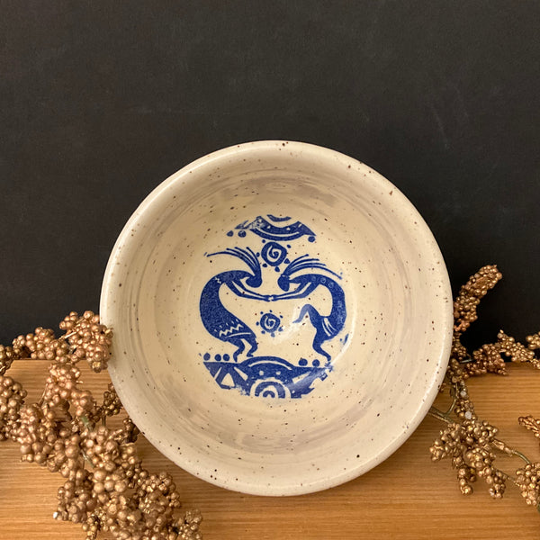 Tiny Bowl with Blue Dancers Interior