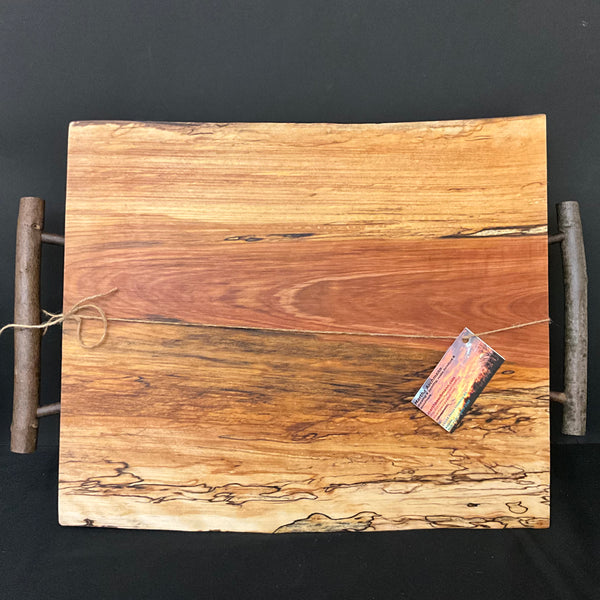 Spalted Yellow Birch Charcuterie Board with Wooden Handles