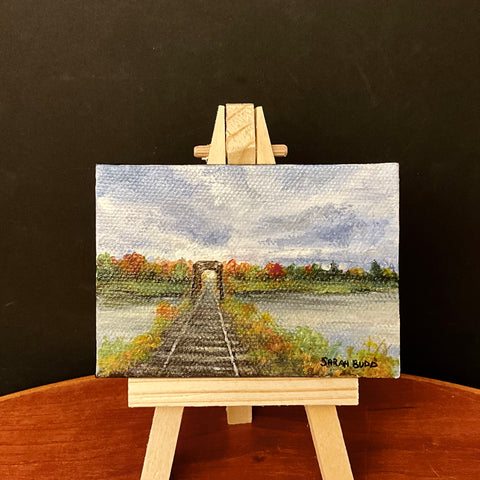 “Railway at Tupper Lake" miniature acrylic on canvas