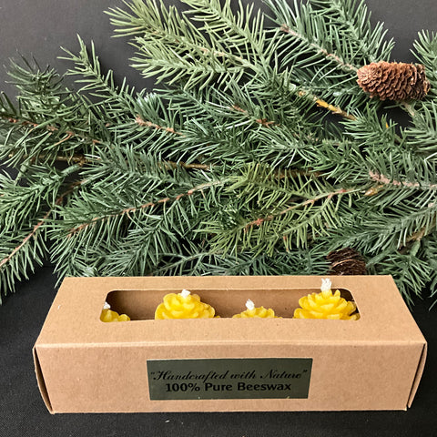 Beeswax Votive Pinecone candles - box of 4