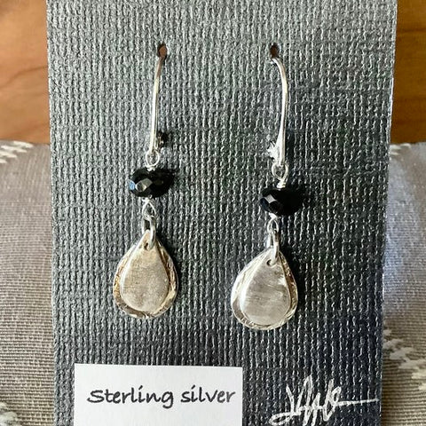 Earrings Brushed Sterling Teardrop Spinell Beads