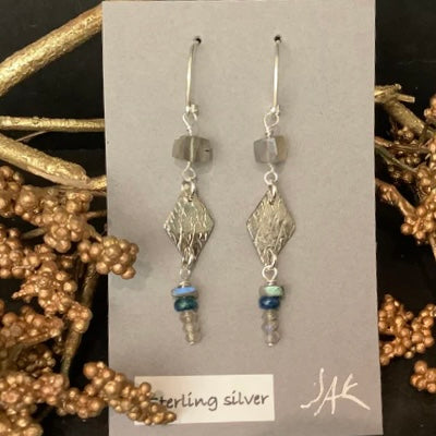 Silver Earrings with Labradorite