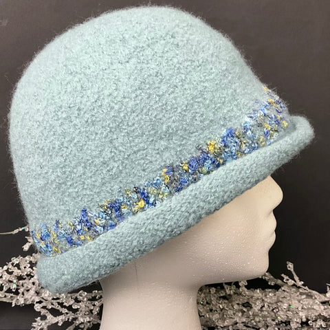 Hand Felted Wool Hat in Gray Blue with Muench Band