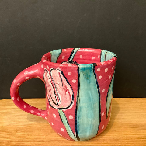 Mug Rose Red w Pink Tulips