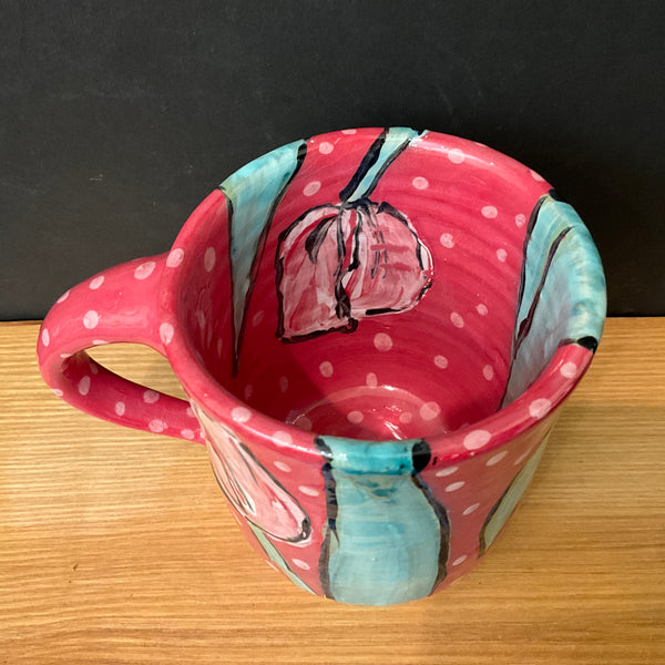 Mug Rose Red w Pink Tulips