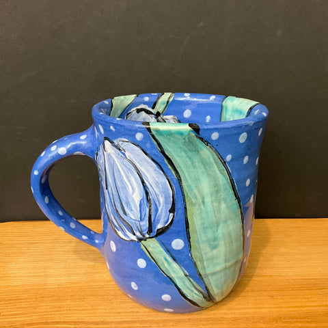 Mug Brilliant Blue w Blue Tulips