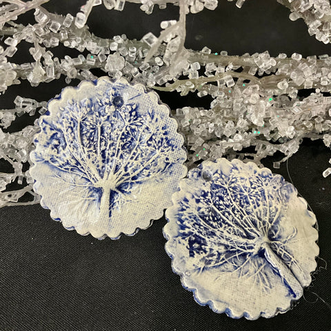 Embossed Queen Anne’s Lace Blue Magnets